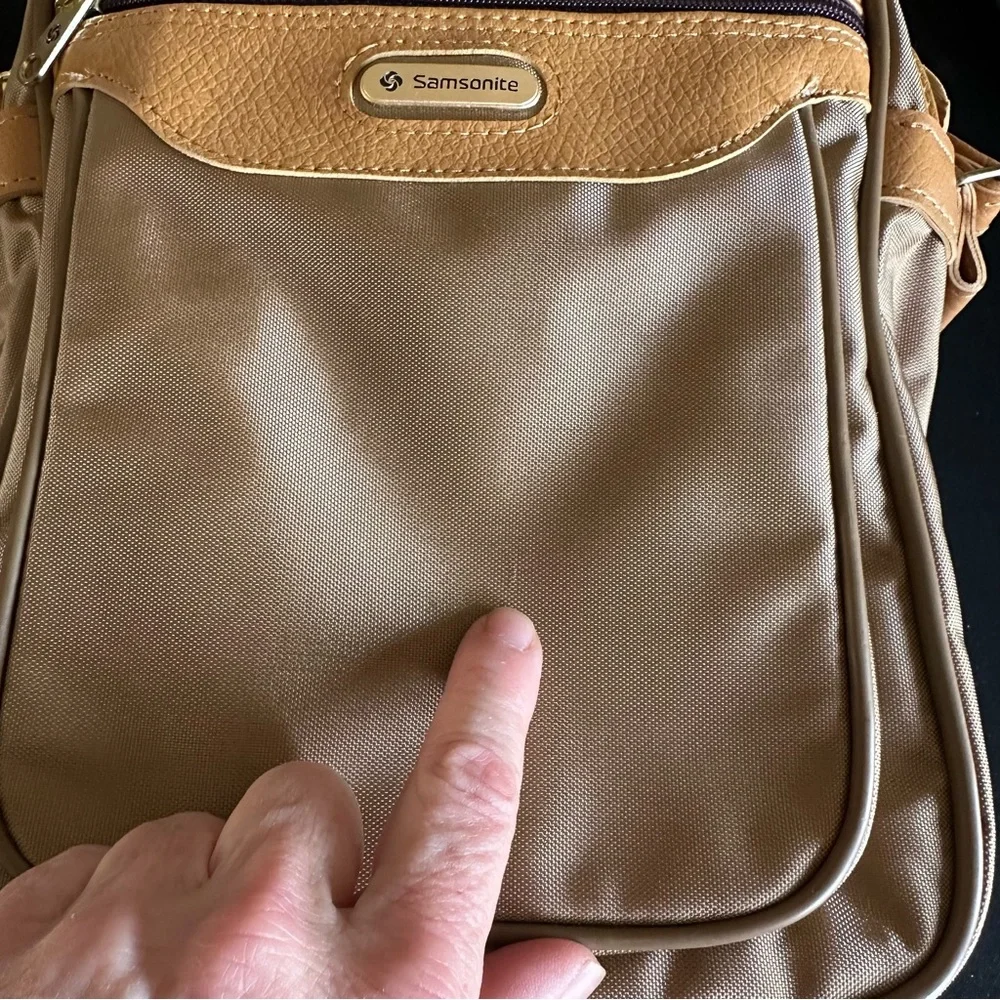 SAMSONITE Special Edition Made in Korea Canvas Tan and Brown Travel CrossbodyBag